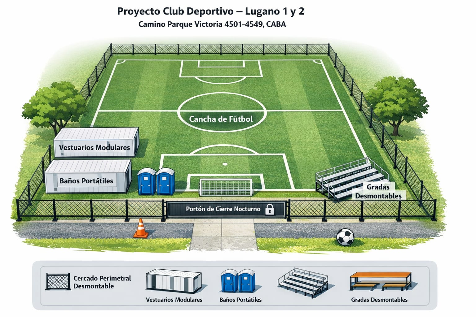 Modelo conceptual original de la cancha del proyecto